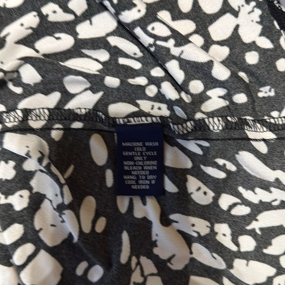 Chaps Faux Wrap Dress S 22W Midi Stretch Black White - Picture 10 of 10